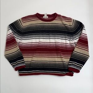 Christopher & Banks Roll-Neck Stripped Sweater Cotton Ramie Size XL